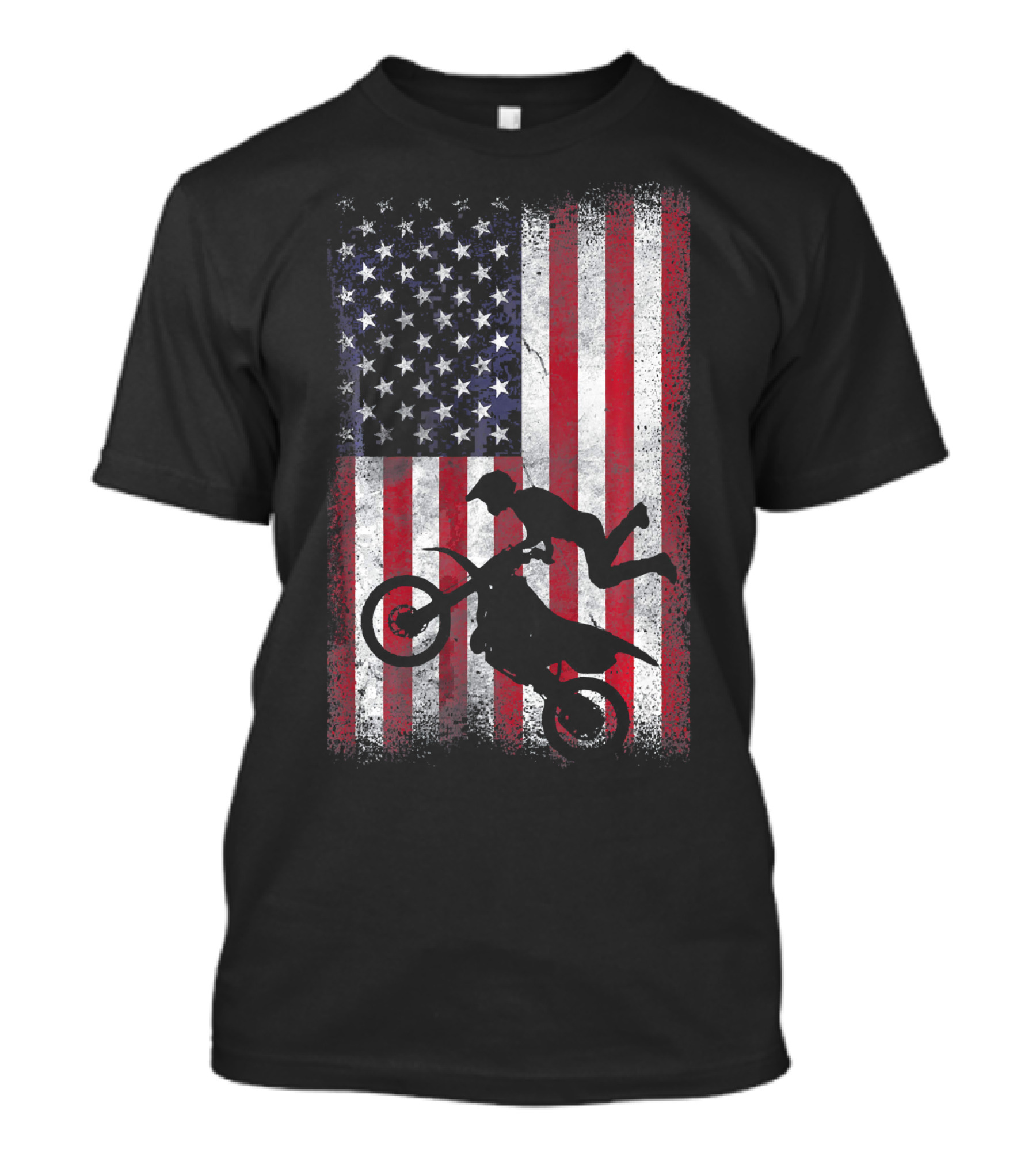 American Flag Motocross Rider Silhouette Patriotic USA T-Shirt