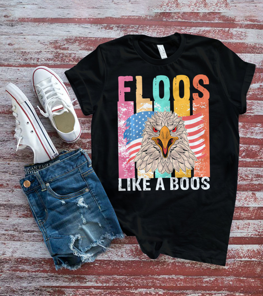 FLOOS Like A Boos Bald Eagle American Flag Vantage T-Shirt