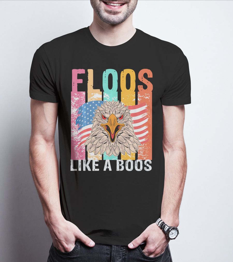 FLOOS Like A Boos Bald Eagle American Flag Vantage T-Shirt
