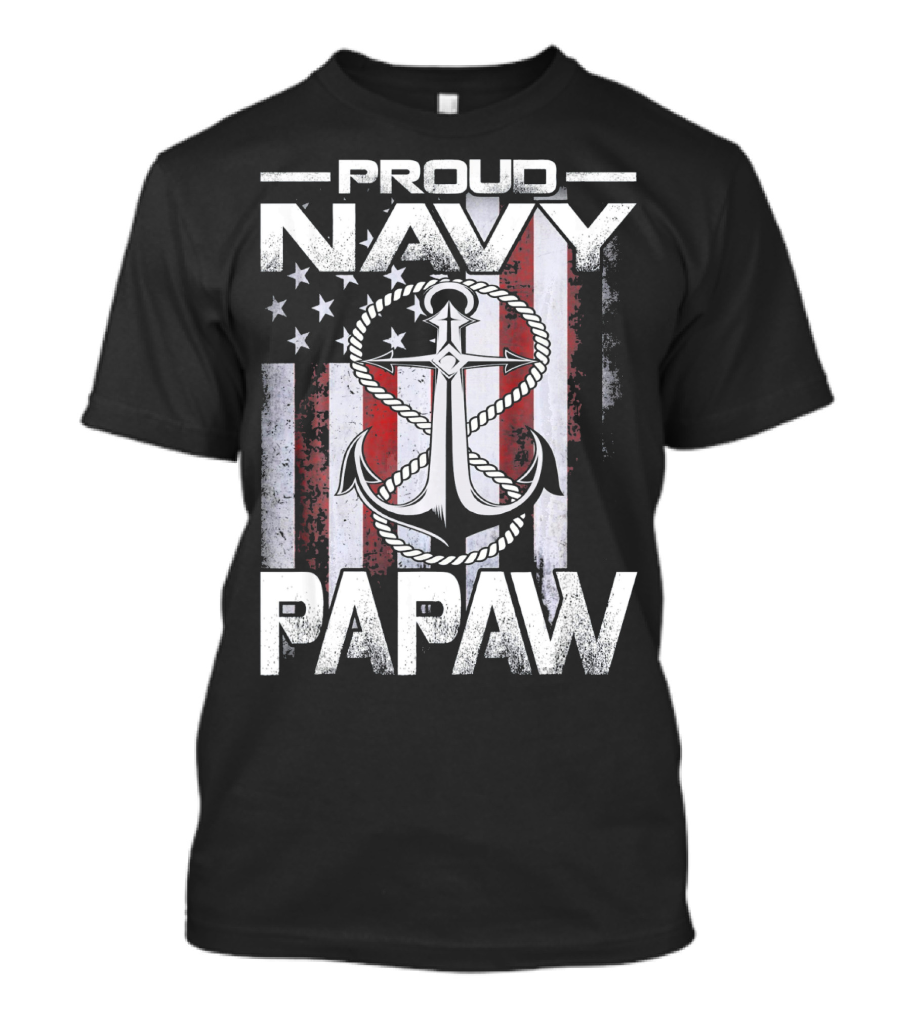 Proud Navy Papaw American Flag Anchor USA T-Shirt