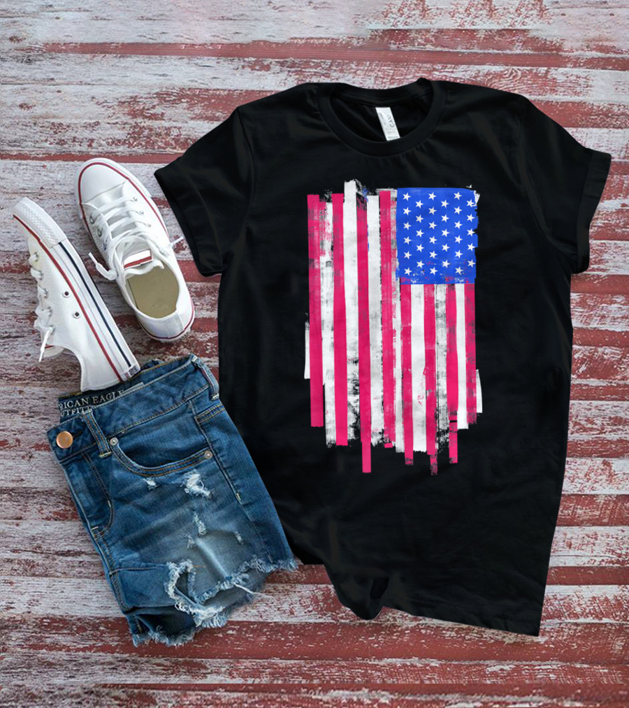American Distressed USA Flag Patriotic T-Shirt