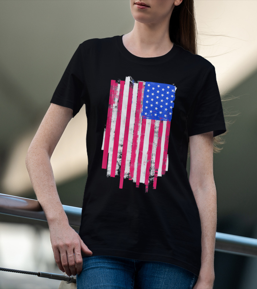 American Distressed USA Flag Patriotic T-Shirt