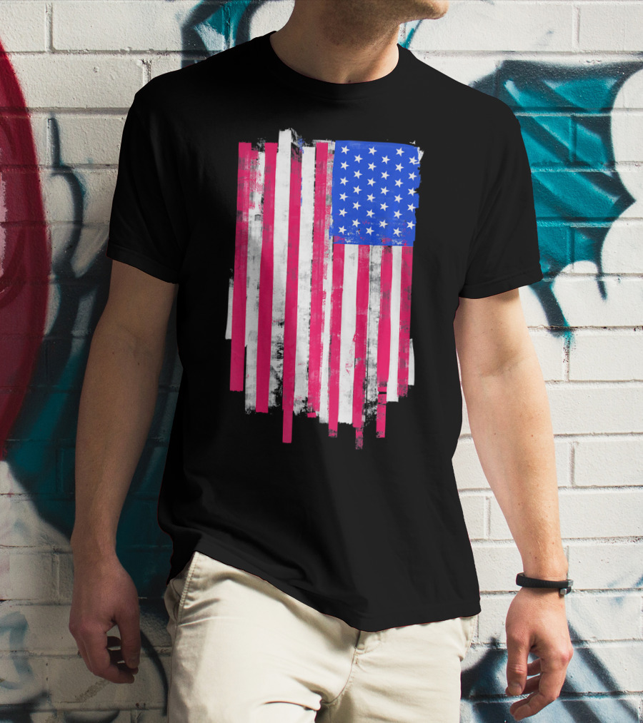 American Distressed USA Flag Patriotic T-Shirt