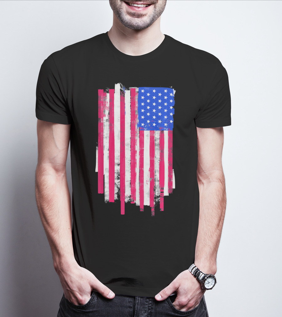 American Distressed USA Flag Patriotic T-Shirt
