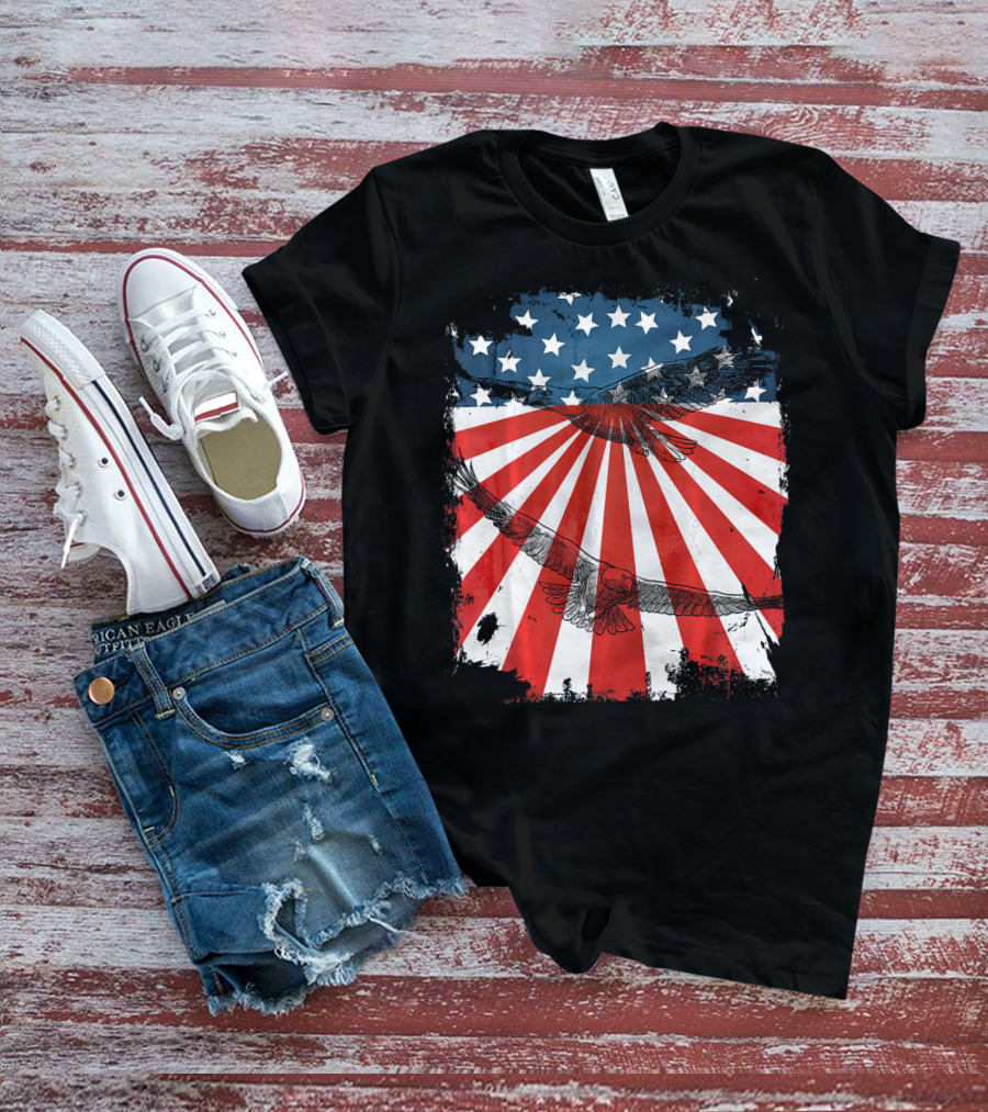 Patriotic Bald Eagle American Flag T-Shirt