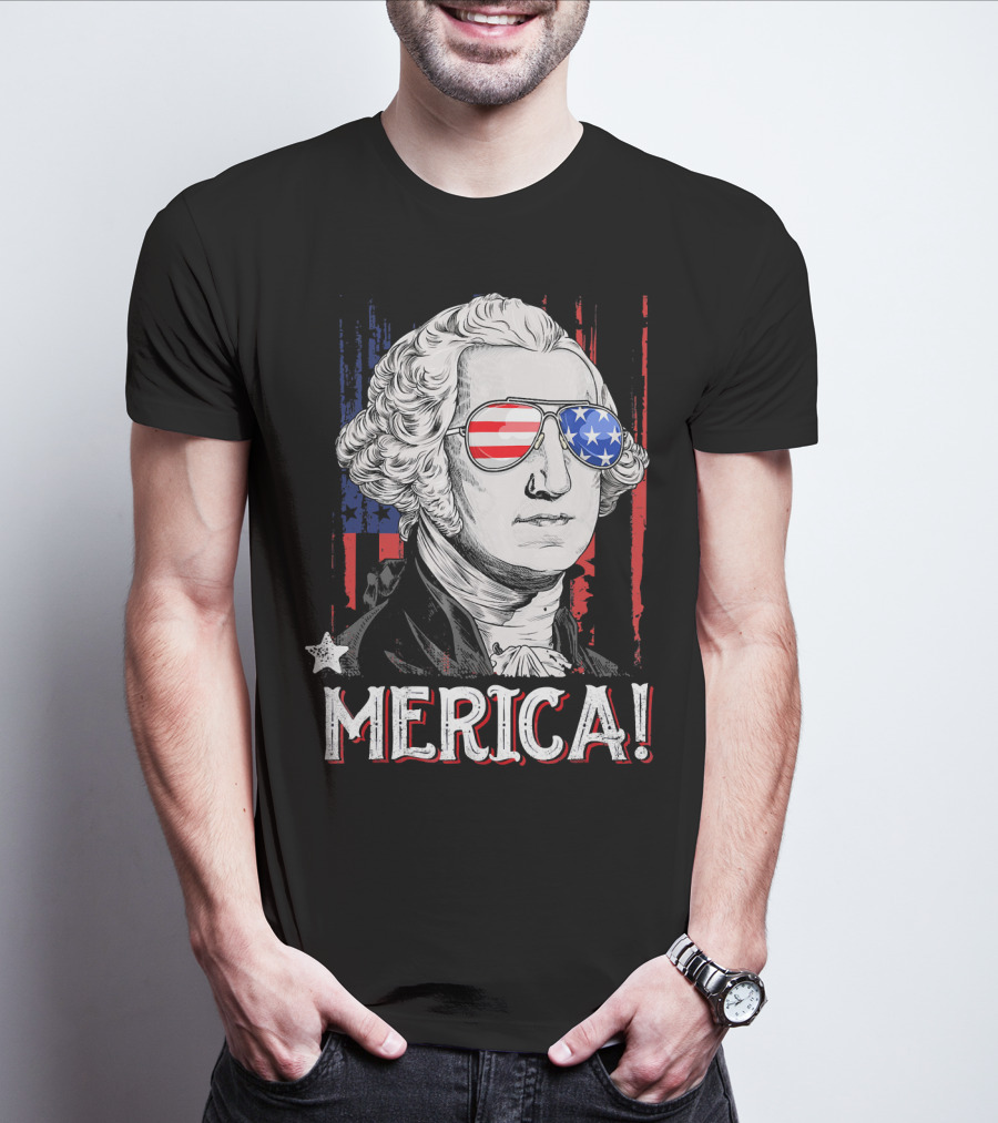 Star-Spangled George Washington Cool Shades Merica T-Shirt