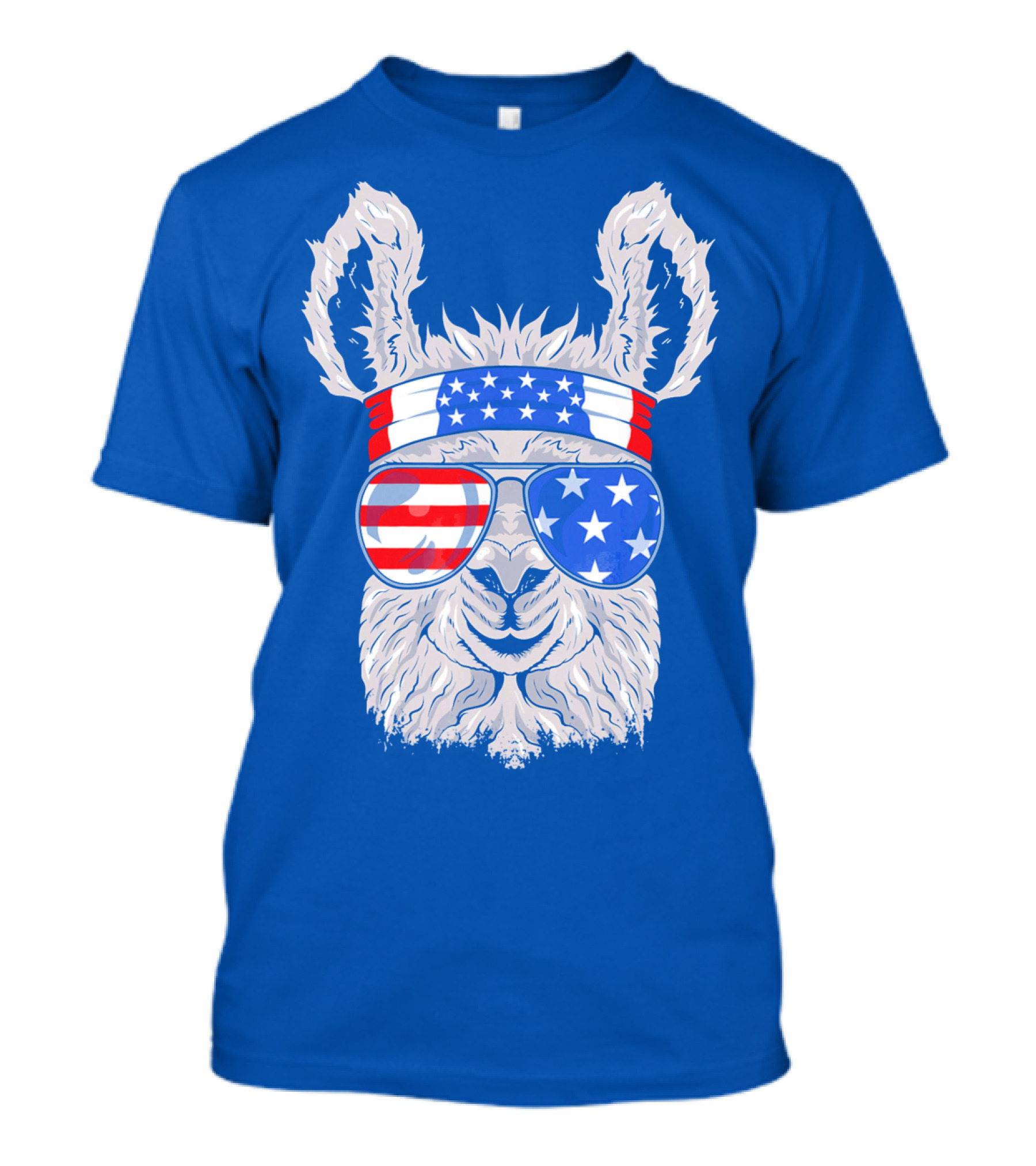 Patriotic Llama With American Flag Sunglasses And Headband For USA Independence Day T-Shirt
