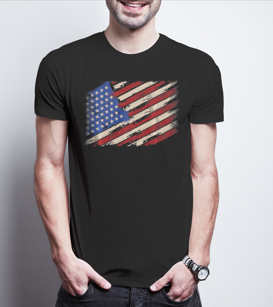 Distressed American US Flag Vintage Retro T-Shirt
