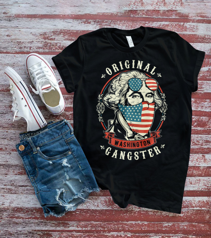 Original Gangster Washington American Flag Bandana Sunglasses T-Shirt