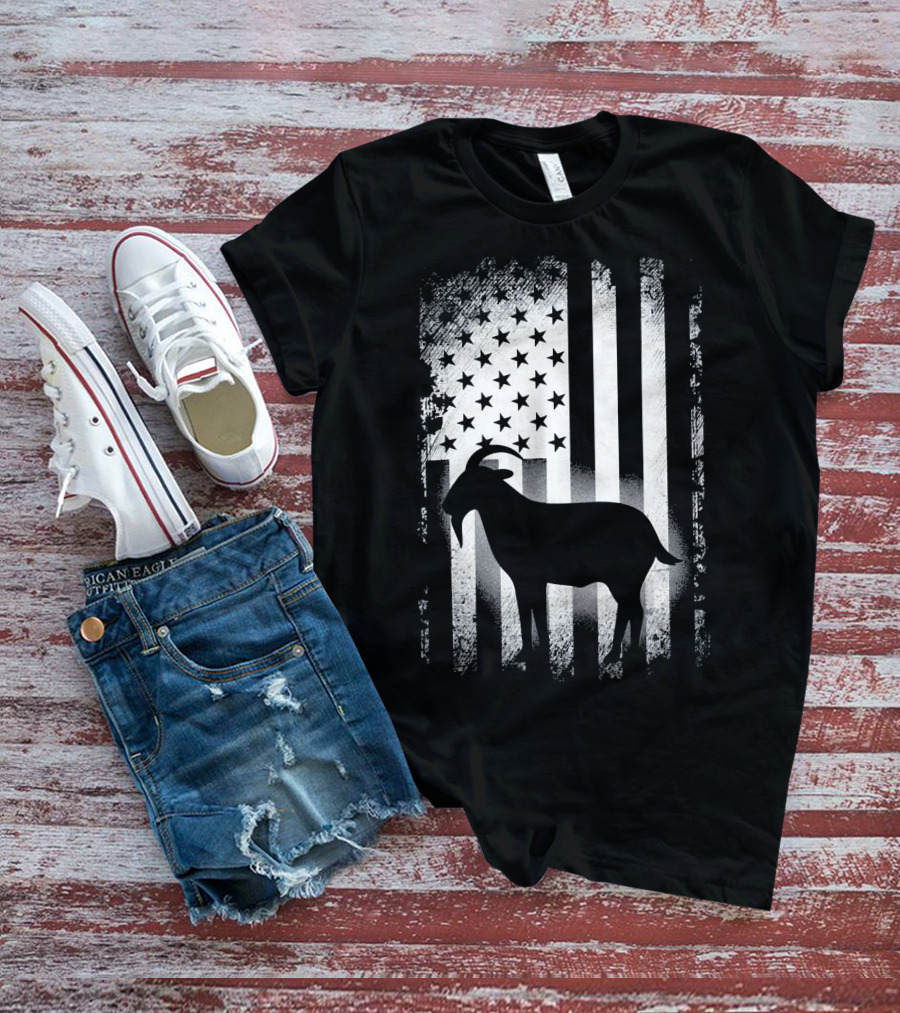 Goat American Flag USA Patriotic Silhouette T-Shirt