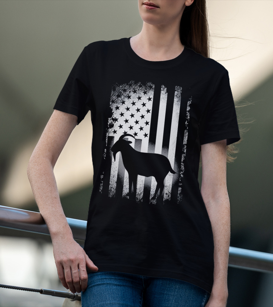 Goat American Flag USA Patriotic Silhouette T-Shirt