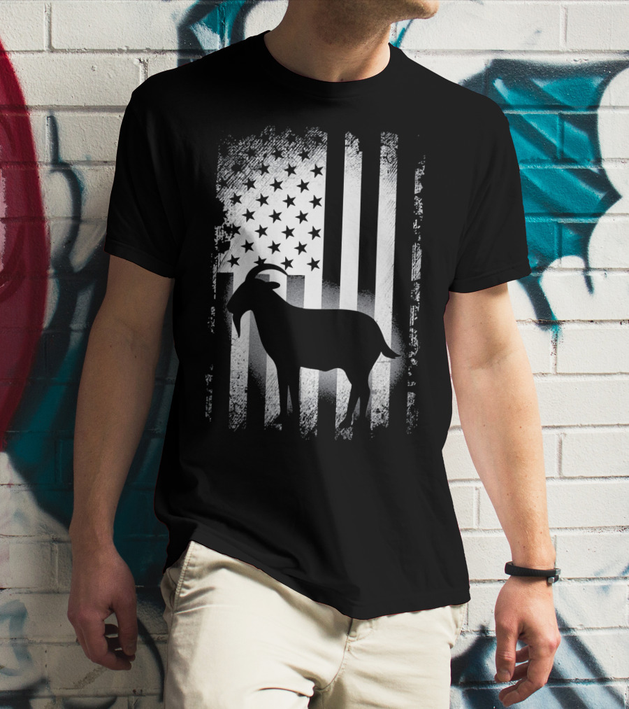 Goat American Flag USA Patriotic Silhouette T-Shirt