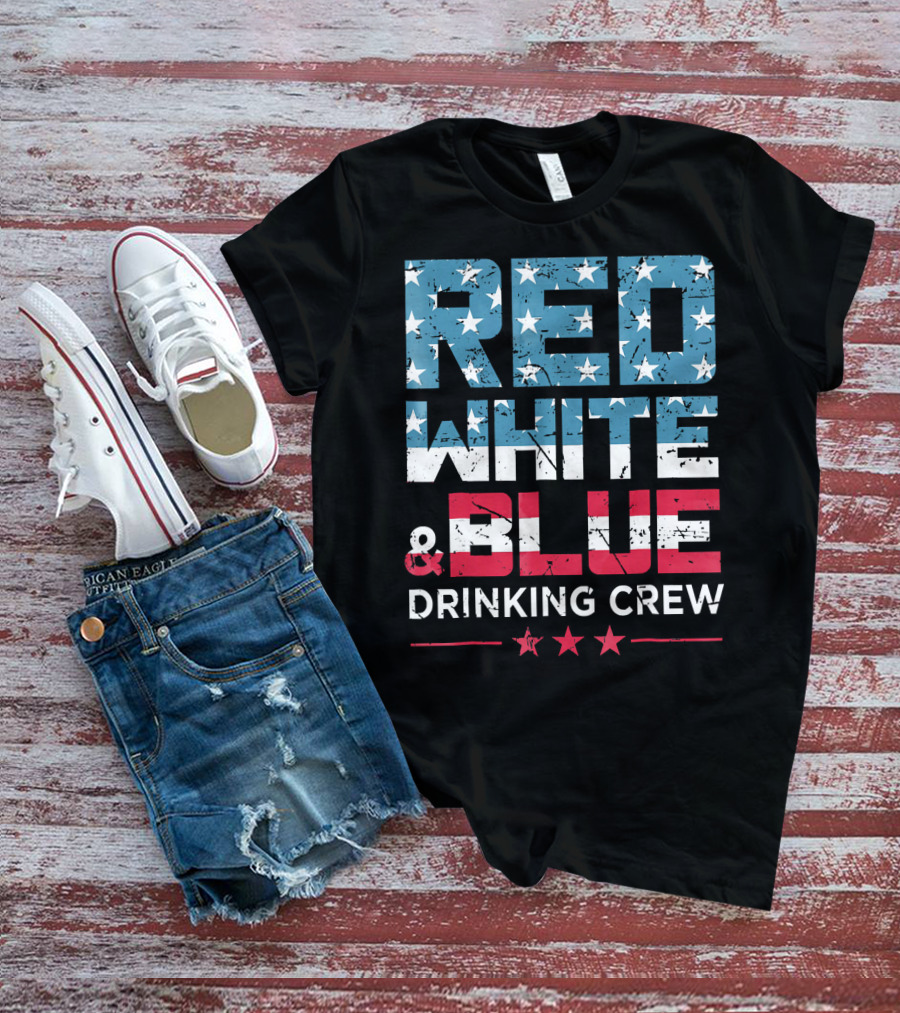 RED WHITE And BLUE DRINKING CREW T-Shirt