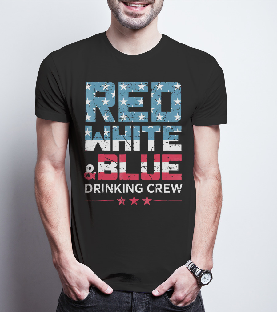 RED WHITE And BLUE DRINKING CREW T-Shirt