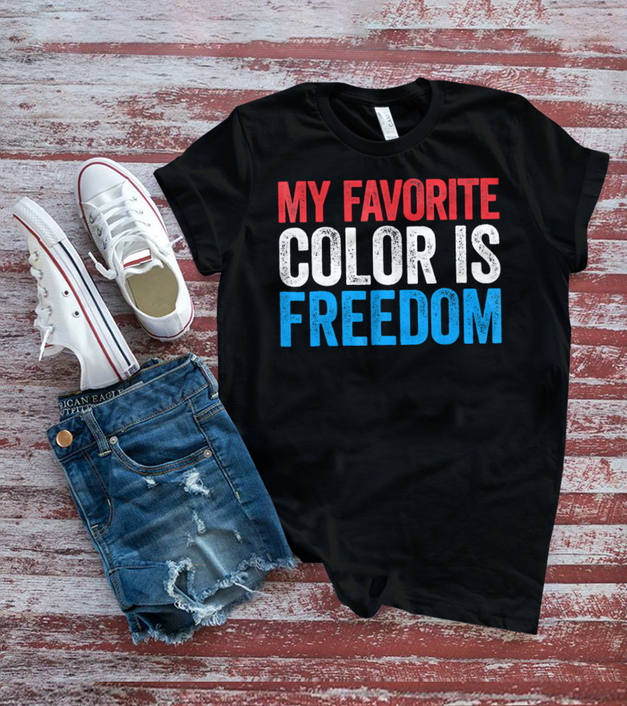 My Favorite Color Is Freedom Pixelated Patriotic T-Shirt