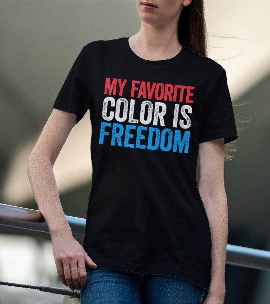 My Favorite Color Is Freedom Pixelated Patriotic T-Shirt