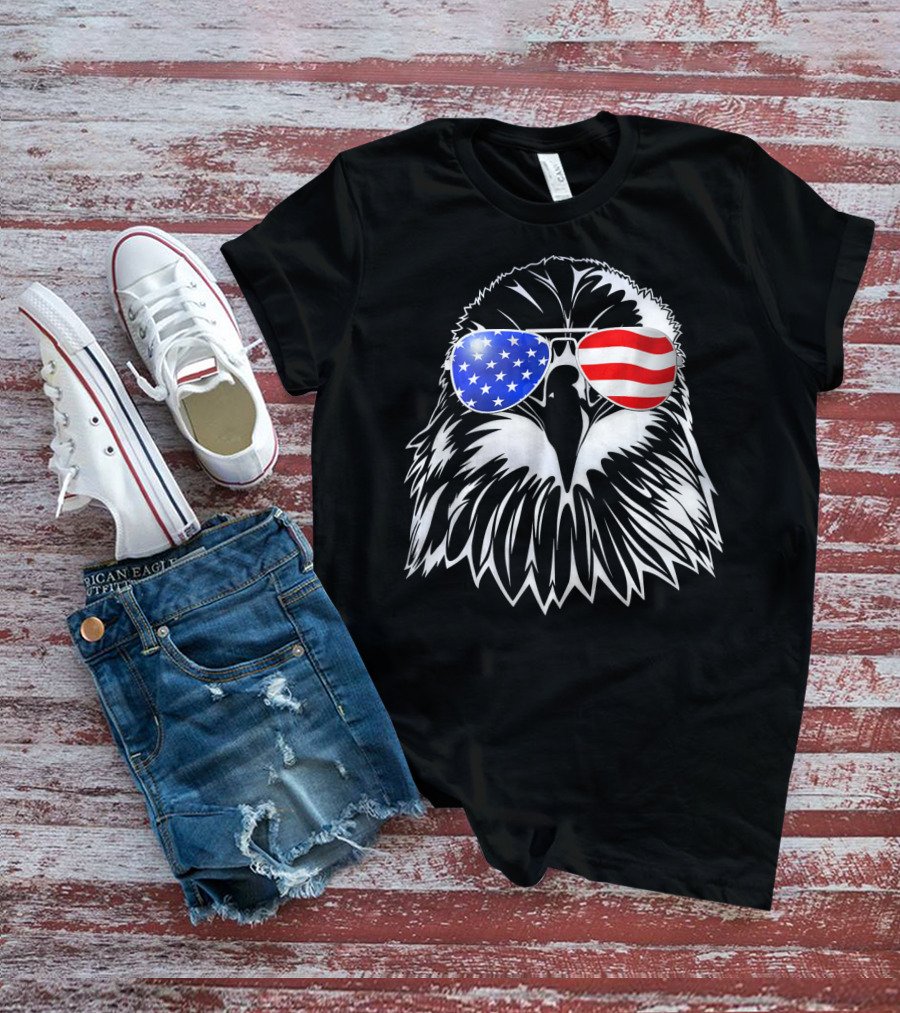 American Flag Eagle With USA Sunglasses T-Shirt