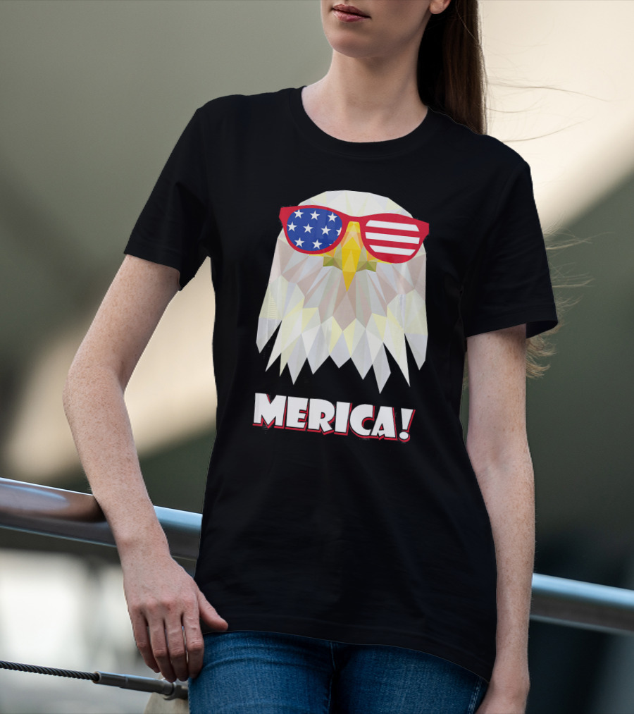 Merica Eagle With American Flag Sunglasses T-Shirt