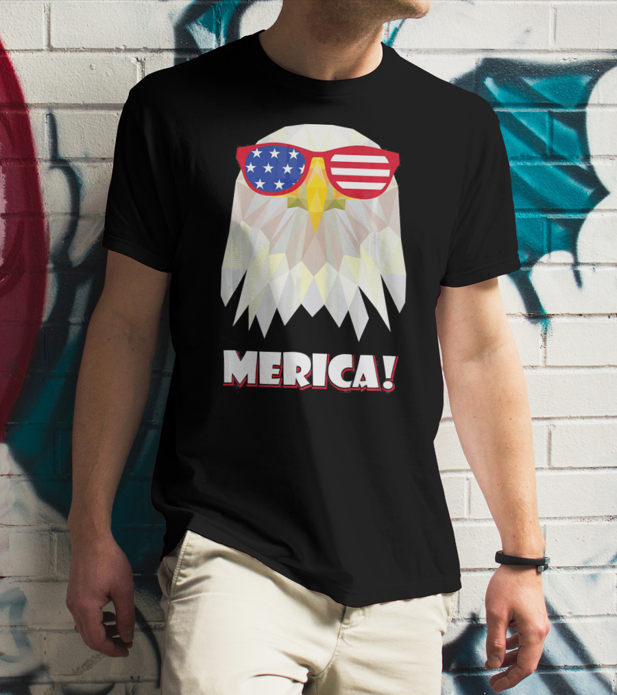 Merica Eagle With American Flag Sunglasses T-Shirt