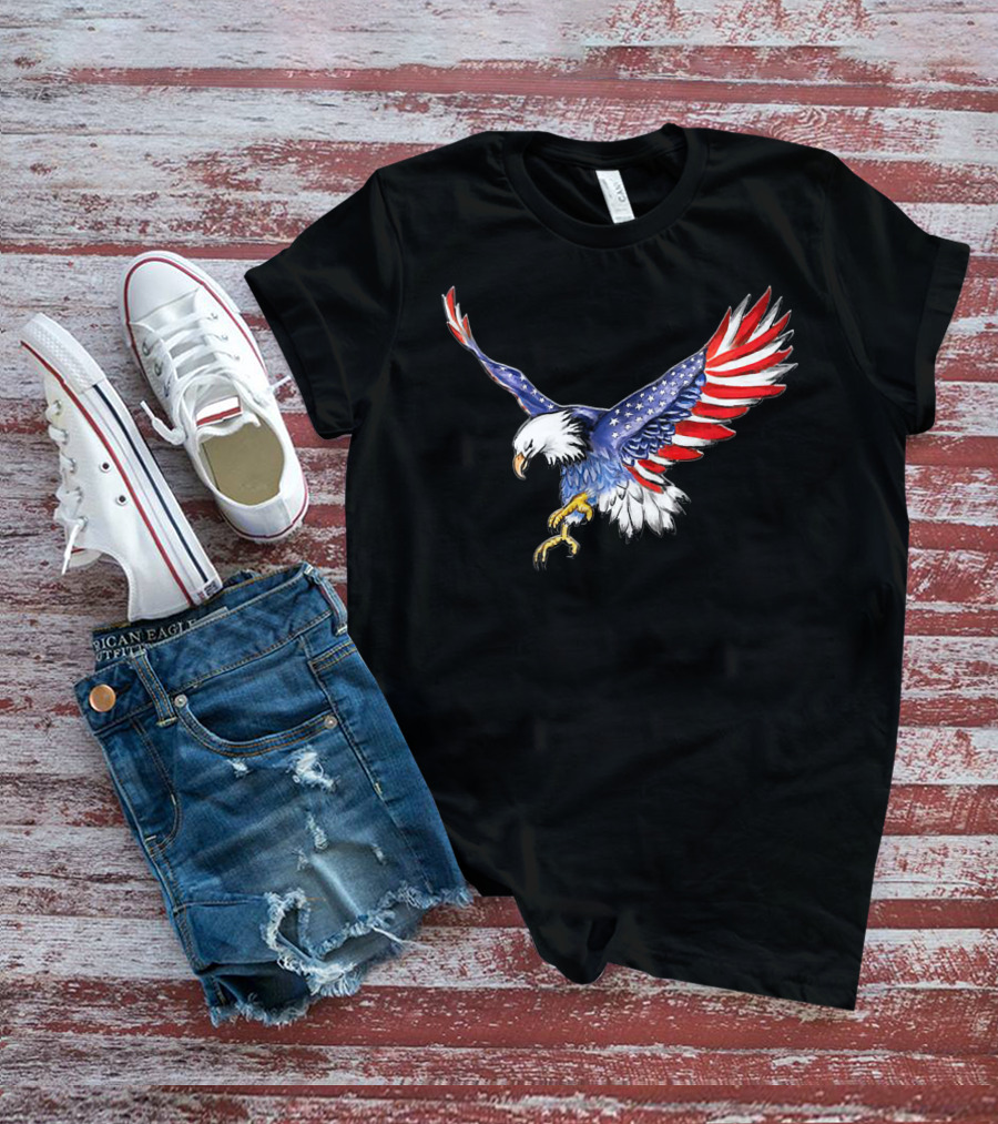 USA Flag Bald Eagle American Flag Wings T-Shirt