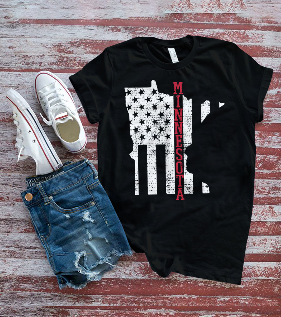 Minnesota USA Flag Vintage Retro America State Map T-Shirt