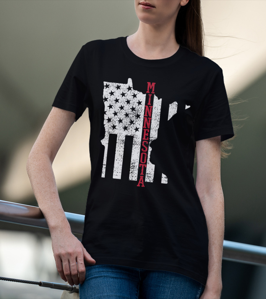 Minnesota USA Flag Vintage Retro America State Map T-Shirt