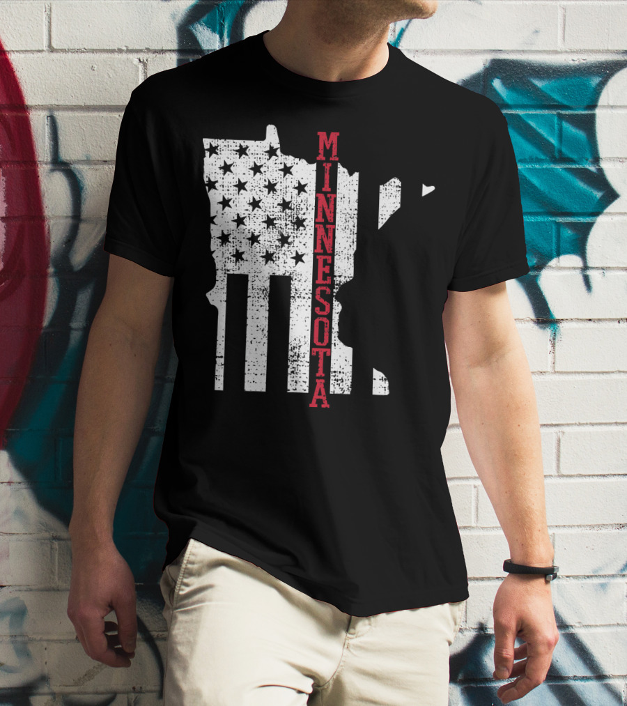 Minnesota USA Flag Vintage Retro America State Map T-Shirt