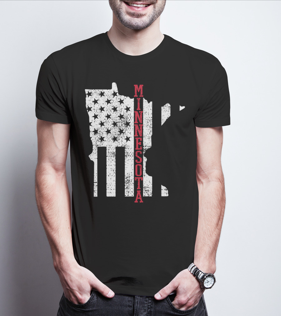 Minnesota USA Flag Vintage Retro America State Map T-Shirt