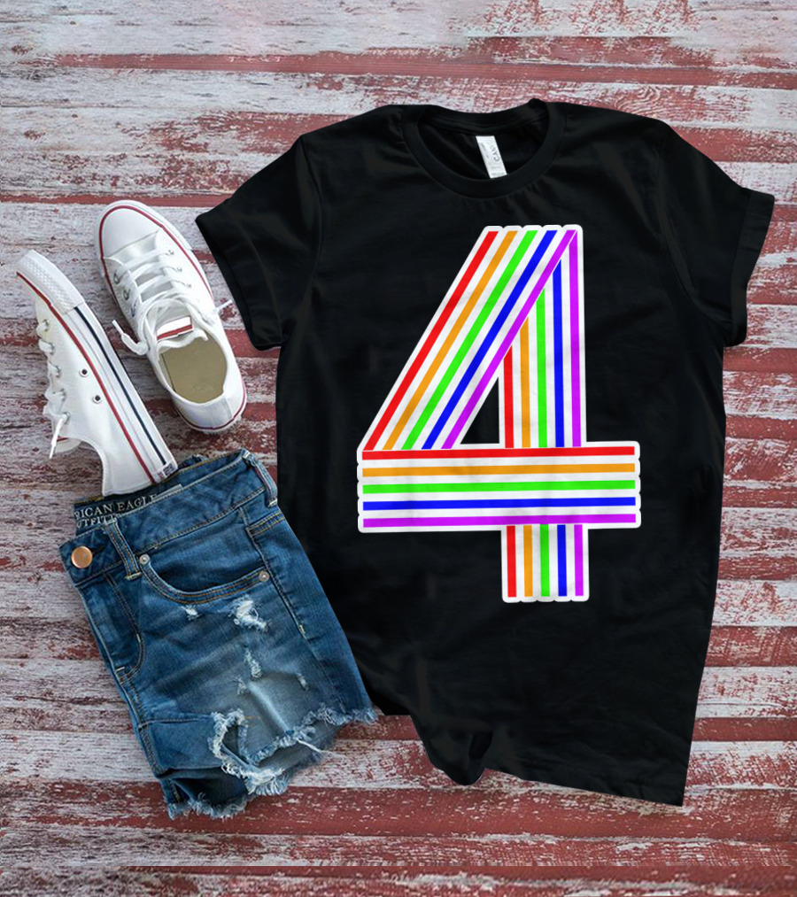 Kids Happy Family Clothing Rainbow Number 4 T-Shirt