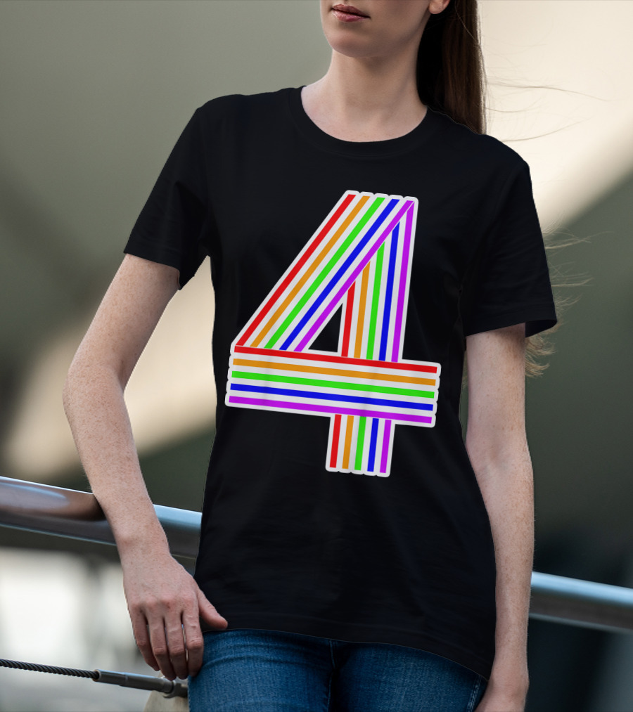Kids Happy Family Clothing Rainbow Number 4 T-Shirt