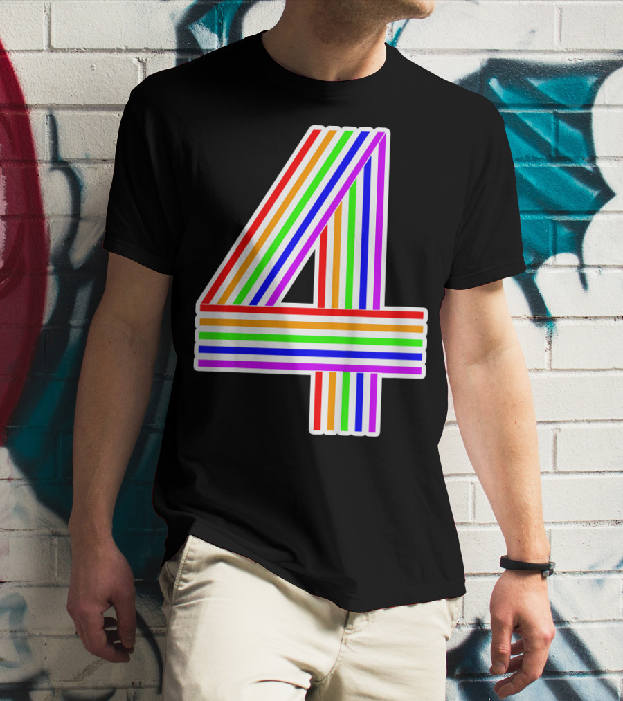 Kids Happy Family Clothing Rainbow Number 4 T-Shirt