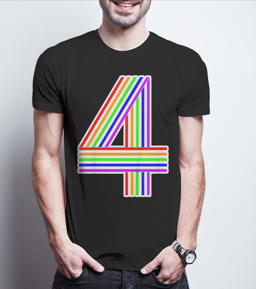 Kids Happy Family Clothing Rainbow Number 4 T-Shirt