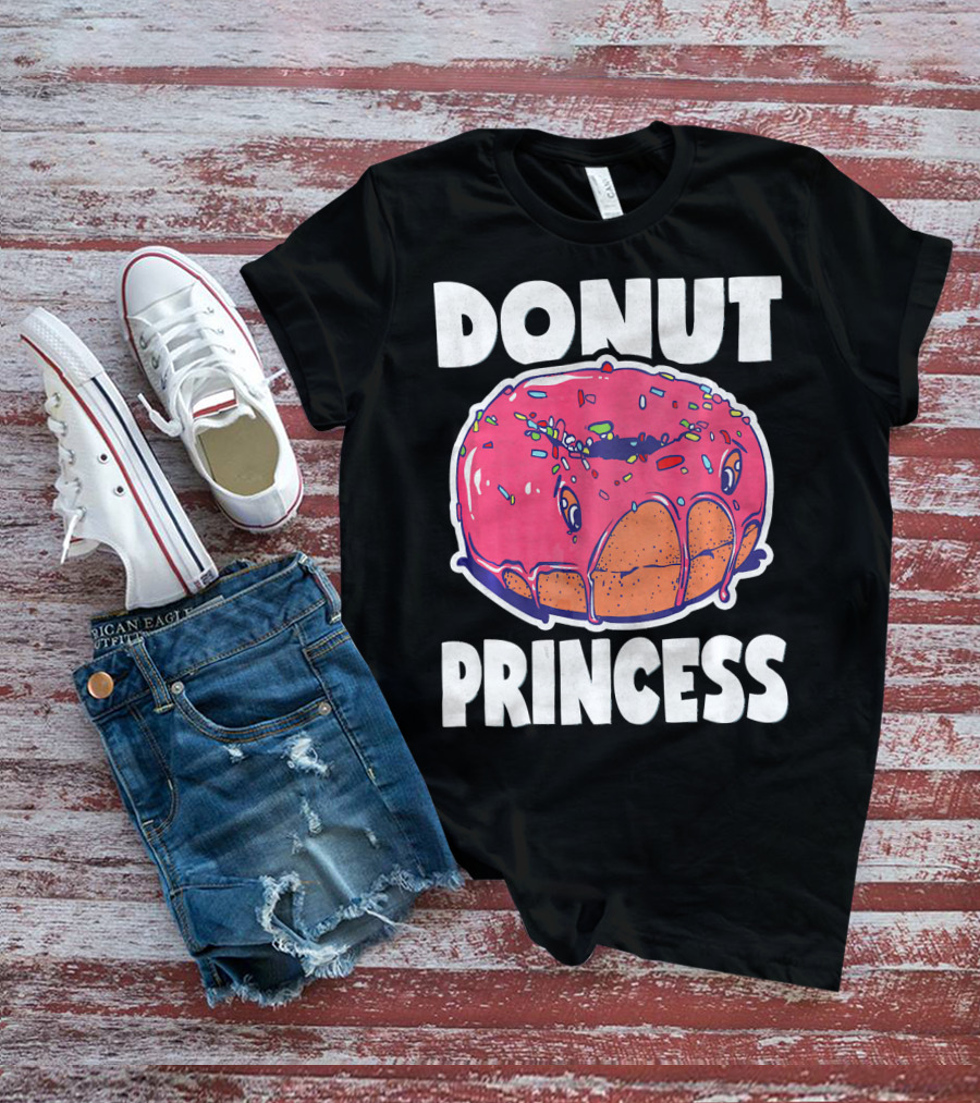 Donut Princess Vintage Baked Fried Cake Pink Sprinkles Fun T-Shirt