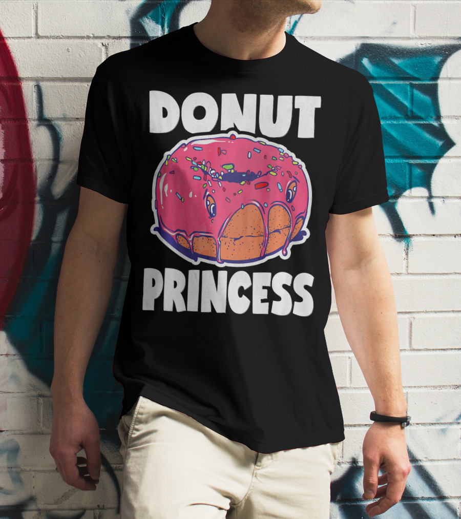 Donut Princess Vintage Baked Fried Cake Pink Sprinkles Fun T-Shirt