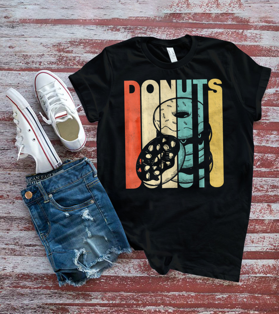 Vintage Retro Donuts Striped T-Shirt