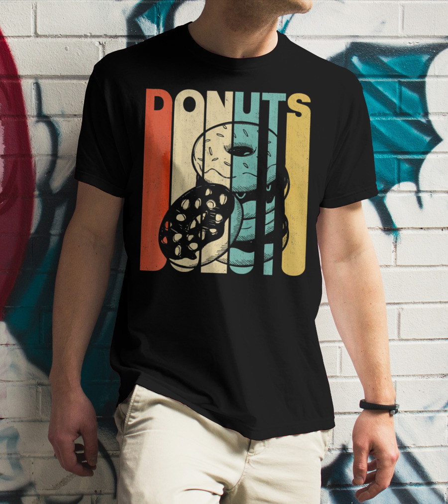 Vintage Retro Donuts Striped T-Shirt