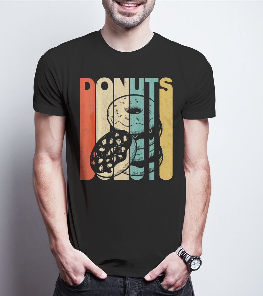 Vintage Retro Donuts Striped T-Shirt