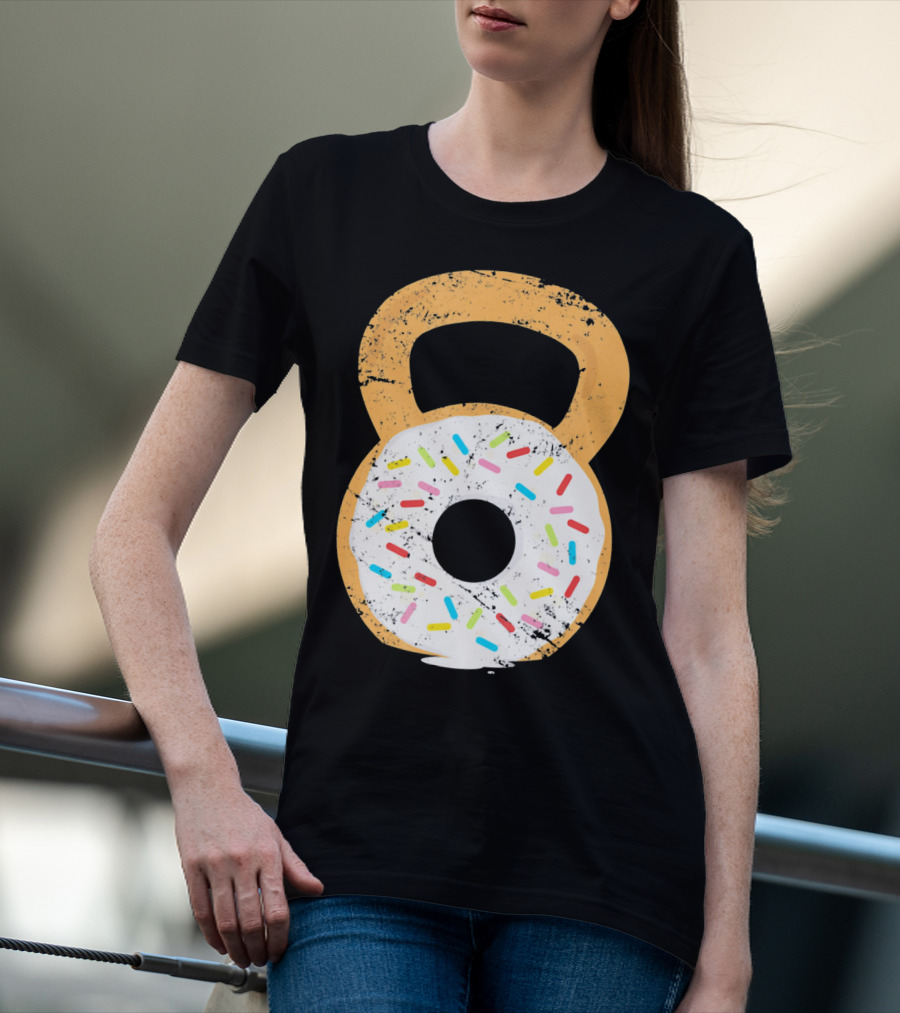 Kettlebell Doughnut With Sprinkles Fitness Humor T-Shirt
