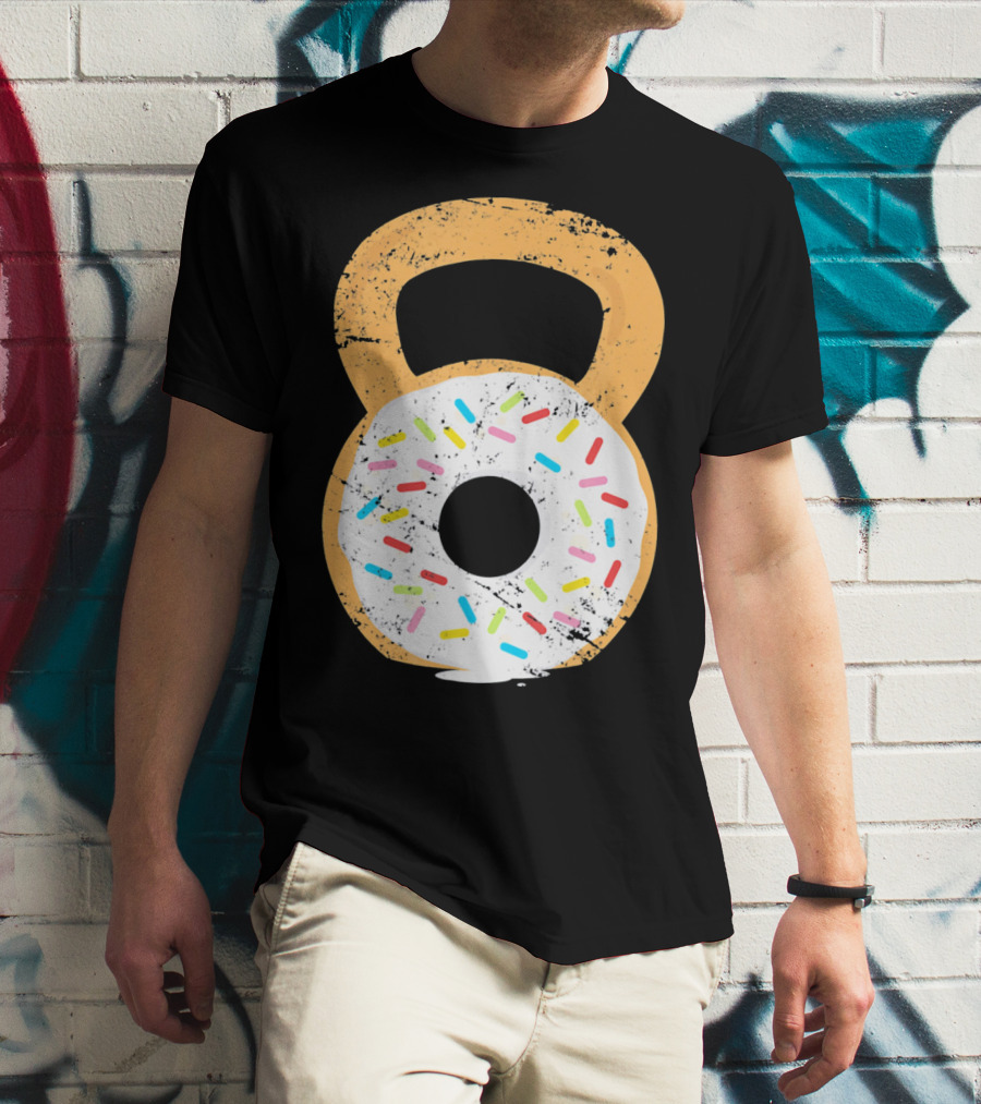 Kettlebell Doughnut With Sprinkles Fitness Humor T-Shirt