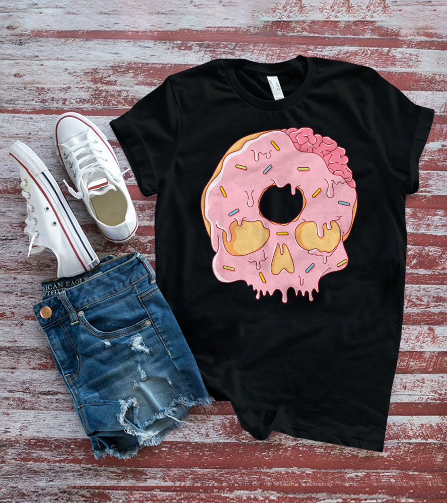 Donut Skull With Sprinkles And Brain Drip T-Shirt