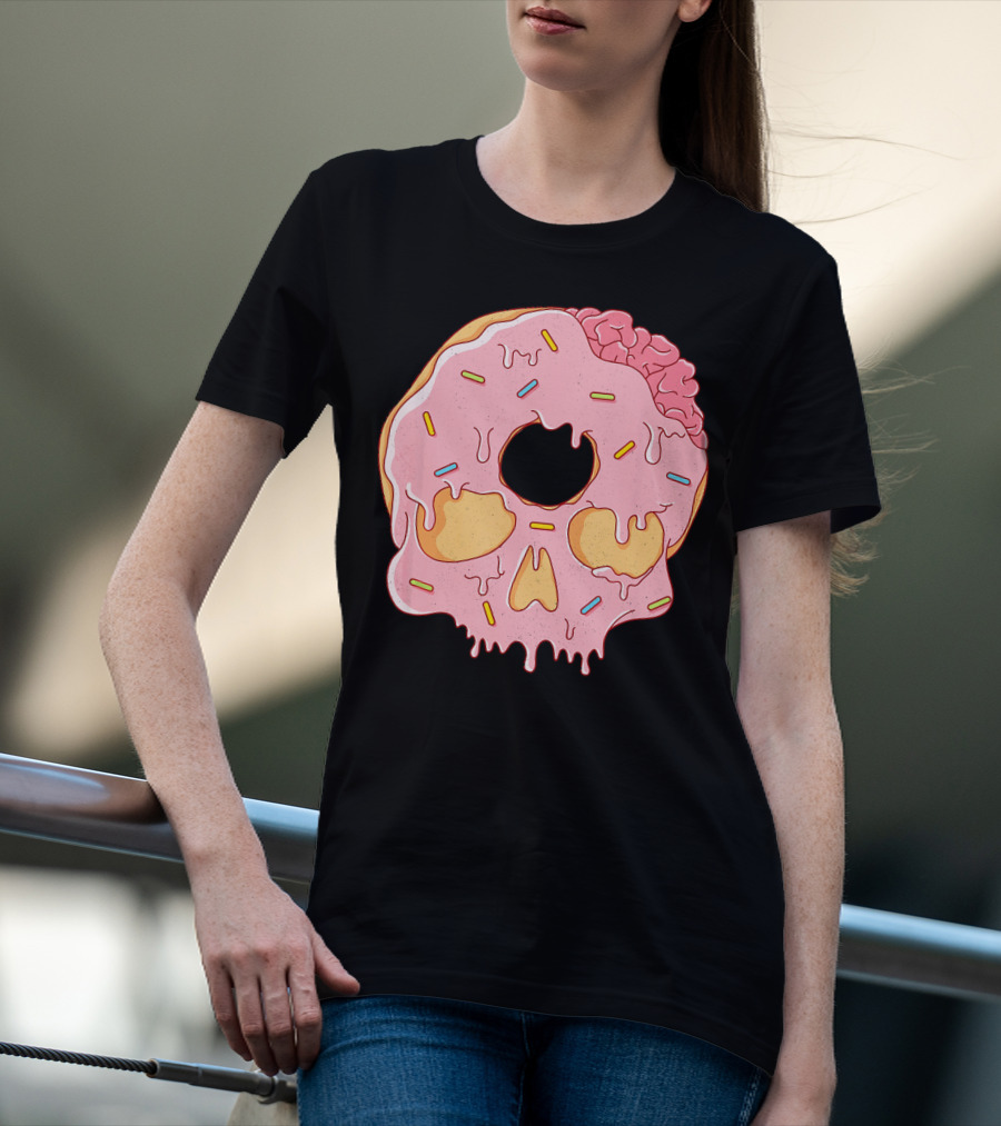 Donut Skull With Sprinkles And Brain Drip T-Shirt