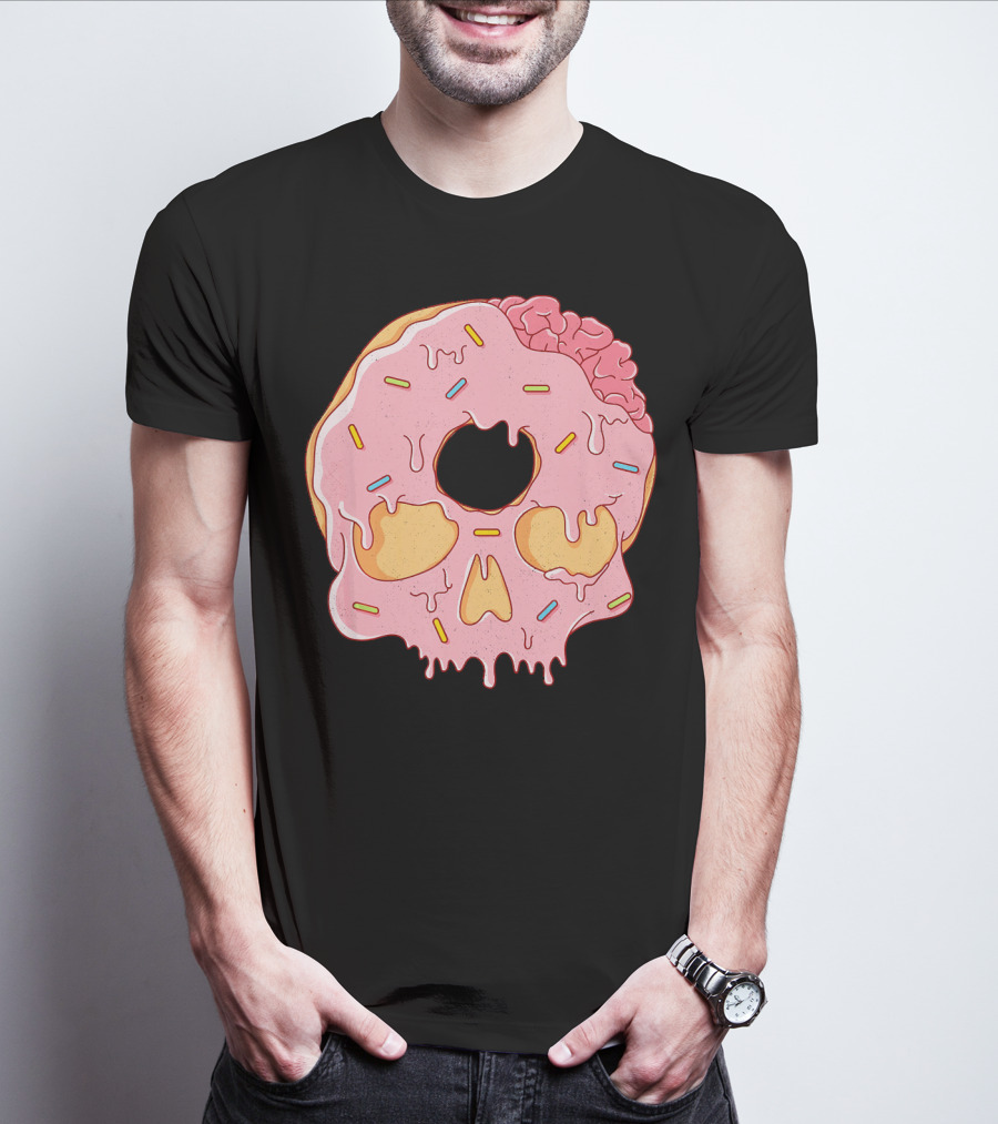 Donut Skull With Sprinkles And Brain Drip T-Shirt