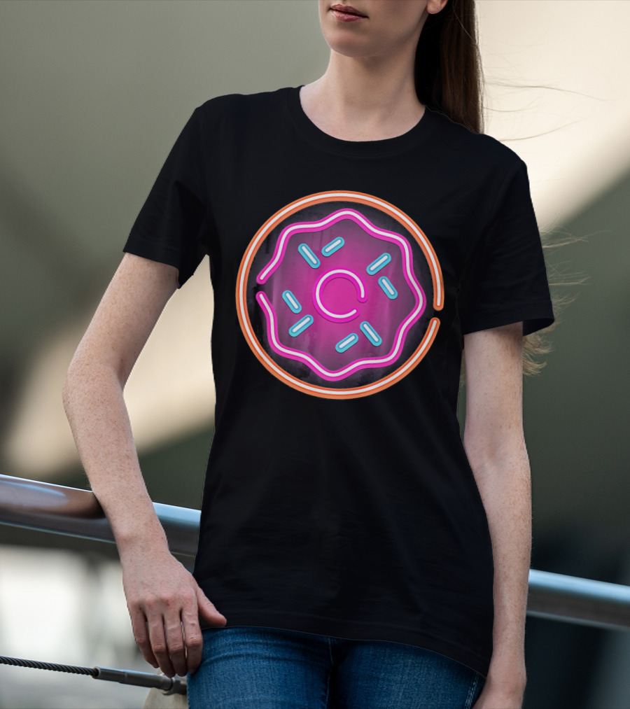 Retro Neon Doughnut Food Sign For Donut Lover T-Shirt