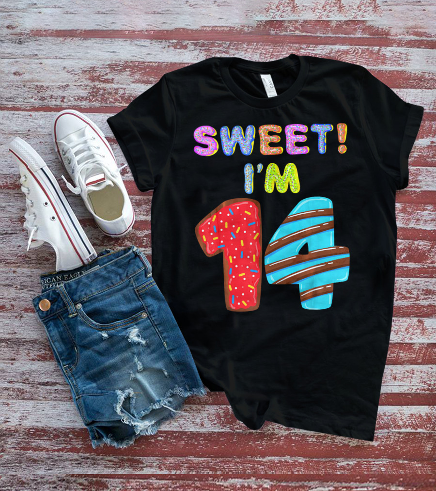 Sweet I'm 14 Birthday Donut Sprinkles Fun T-Shirt