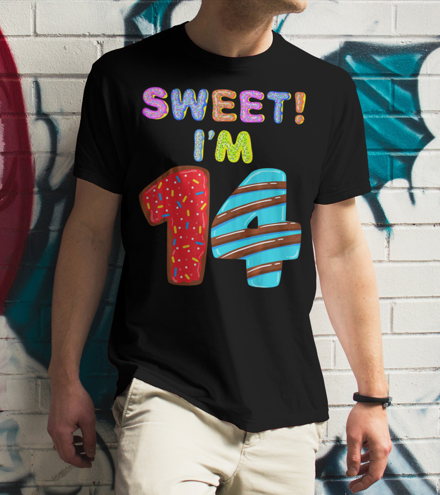 Sweet I'm 14 Birthday Donut Sprinkles Fun T-Shirt