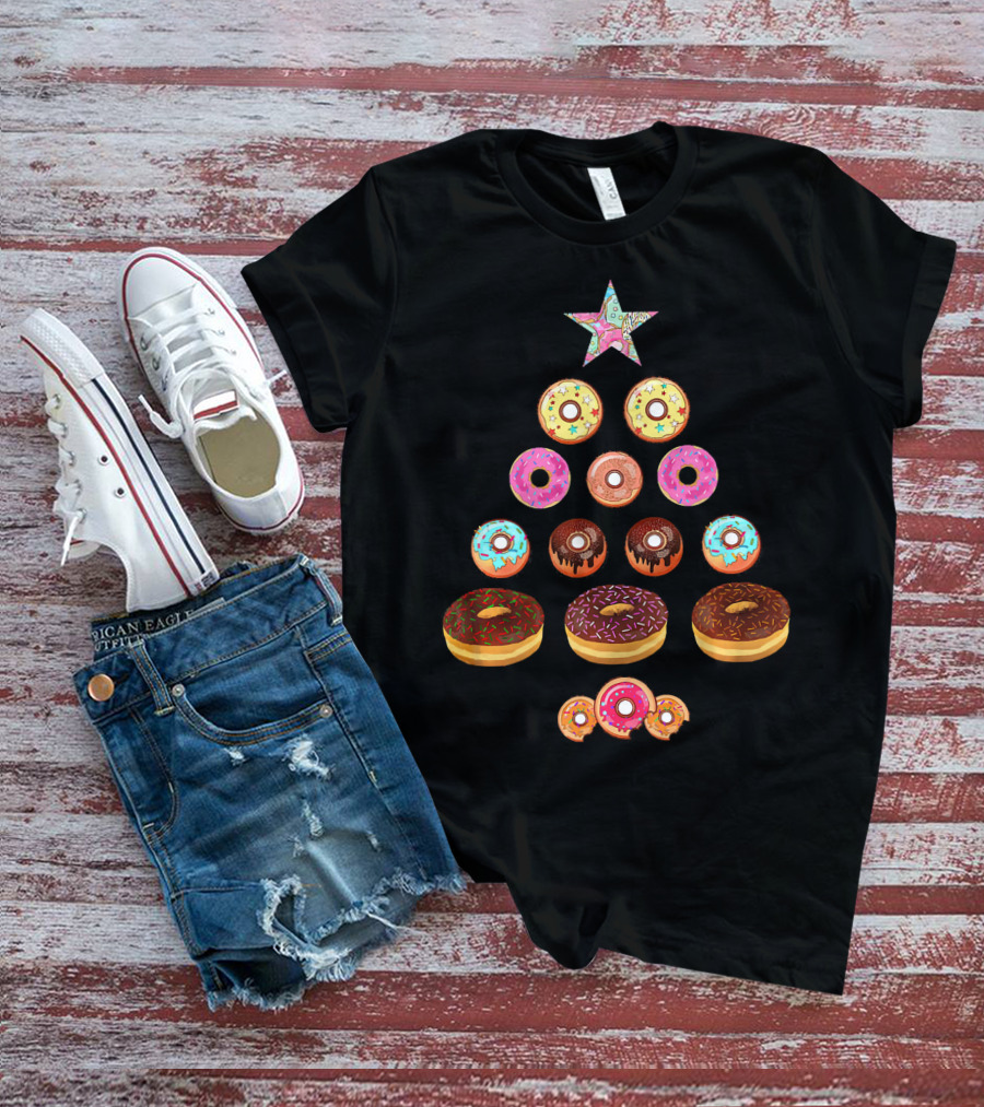 Christmas Donut Tree Star Pyramid T-Shirt