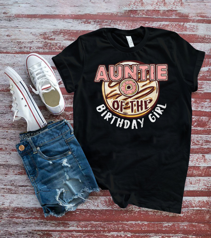 Auntie Of The Birthday Girl Donut Circular T-Shirt