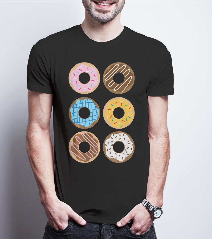 Cute Donut 6 Fun Sprinkled Doughnuts Delight T-Shirt