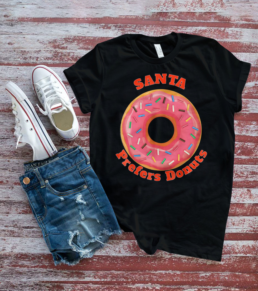 Santa Prefers Donuts Pink Sprinkled Delight T-Shirt