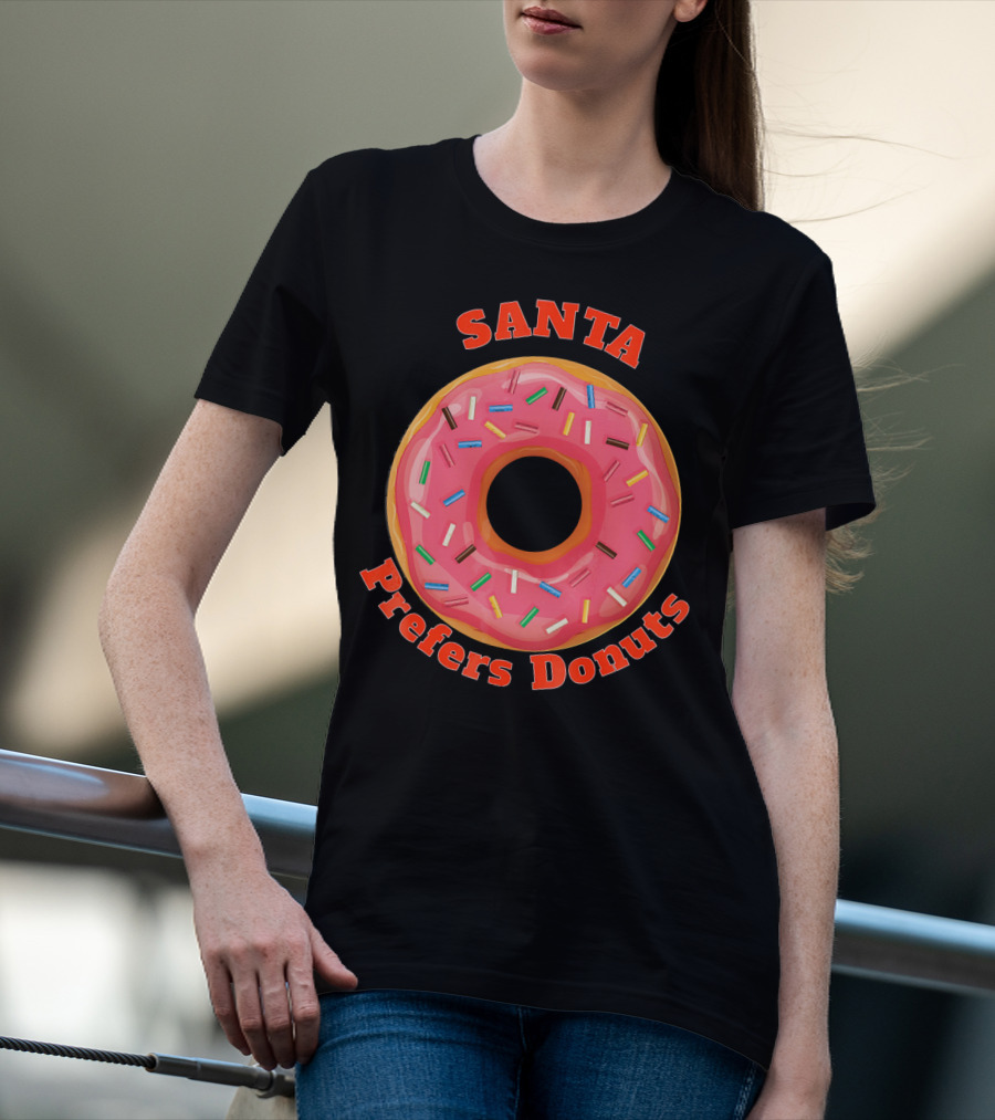 Santa Prefers Donuts Pink Sprinkled Delight T-Shirt